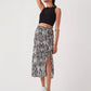 Women's Midi Length Zebra Print Skirt with Slits