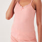 Polka Dot String Straps Pajama Set with Shorts - Salmon