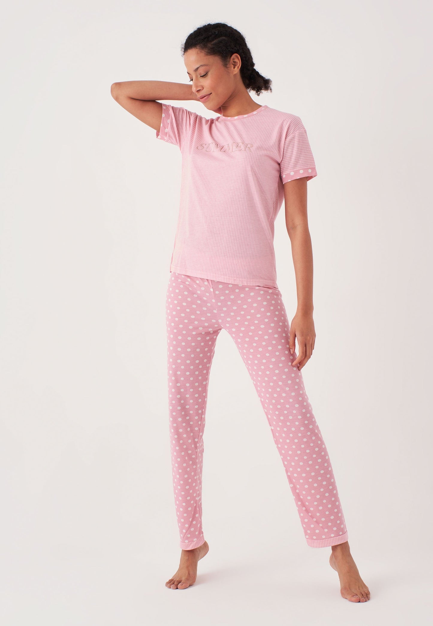 Powder Pants Pajama Set with Pointed Cuffs