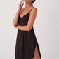 Black Lace Deep Slit Nightgown