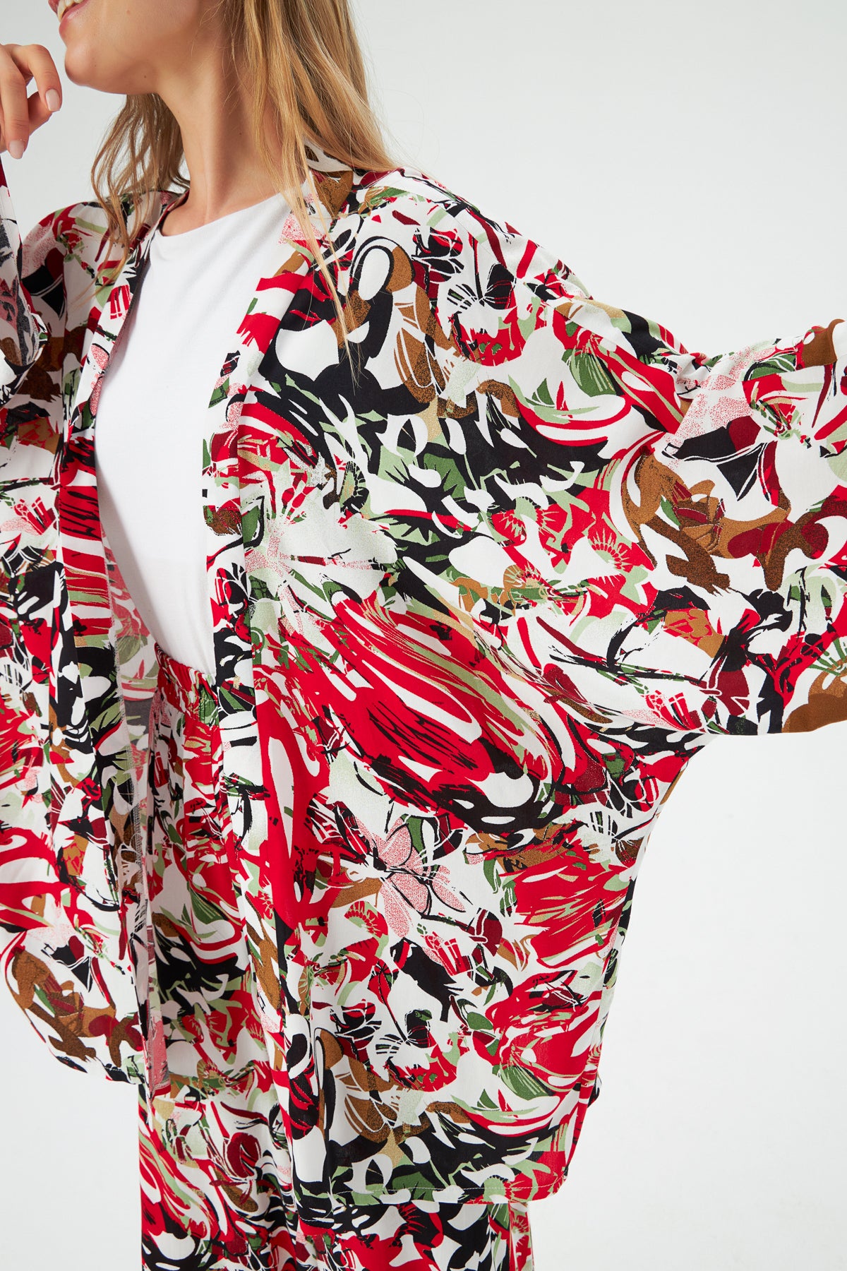 MUNI MUNI - Printed Kimono Top - red