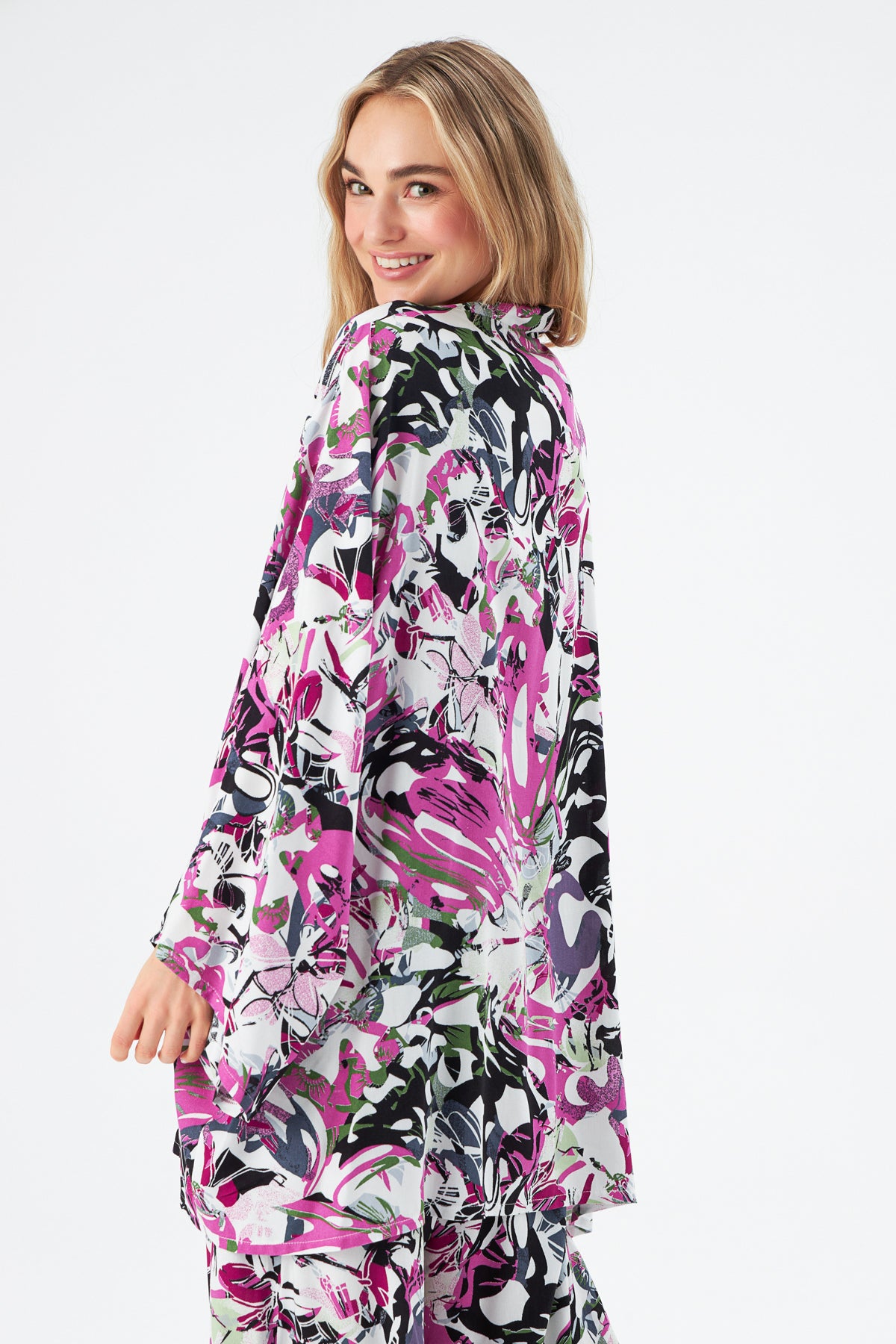 MUNI MUNI - Printed Kimono Top - dark pink lilac