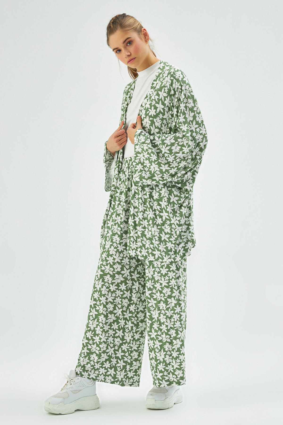 MUNI MUNI - Printed Kimono Top - light green