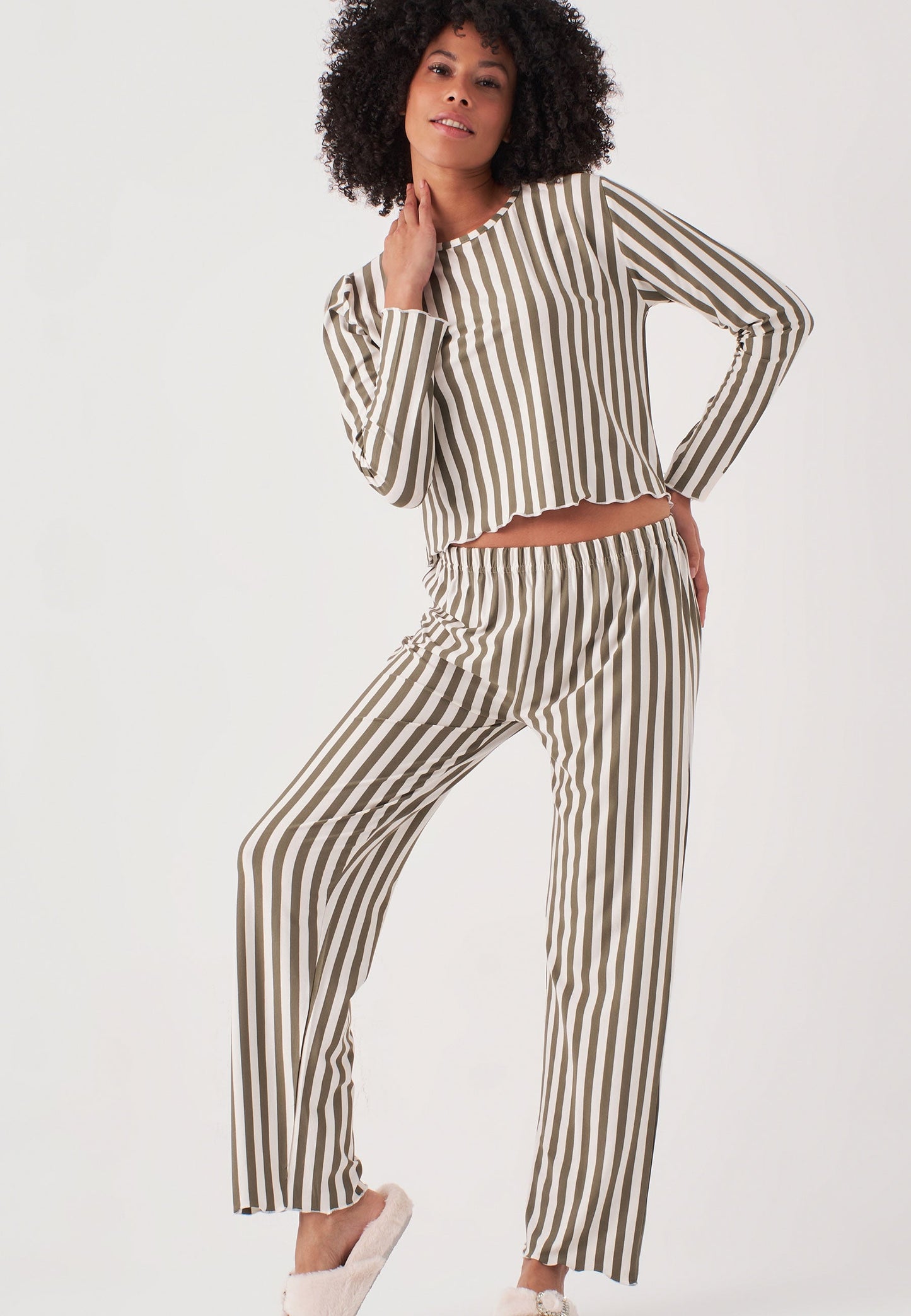 Long Sleeve Striped Pajamas Set