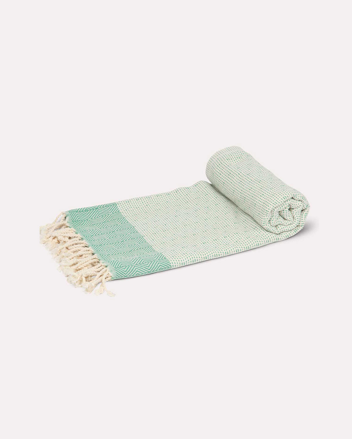 Cotton Peshtemal Towel-Green & White