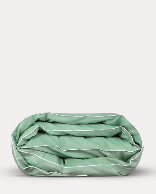 Classic Percale Duvet Cover- Jade Green with White Piped Edge