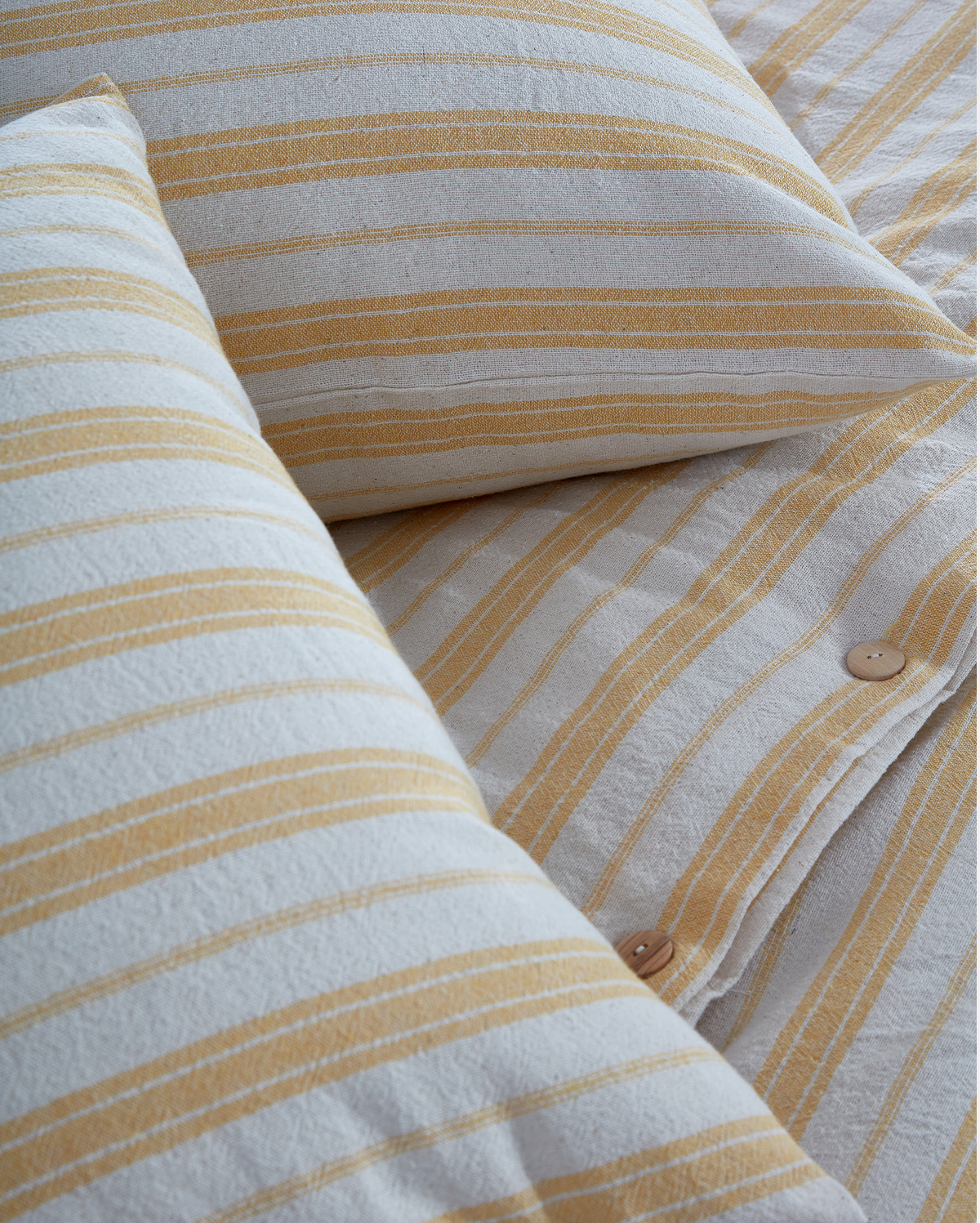 Linen Striped Duvet Cover Set - Sunshine