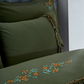 Embroidered Duvet Cover Set - Green