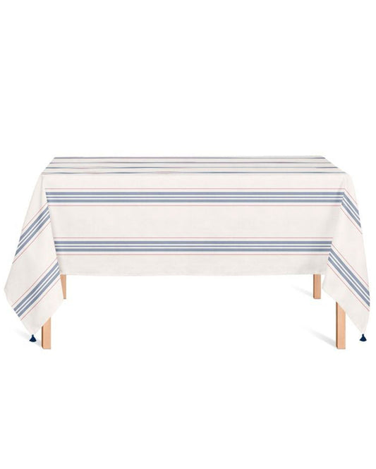 Striped Table Cloth - White & Blue