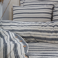 Linen Double Striped Duvet Cover Set - Blue