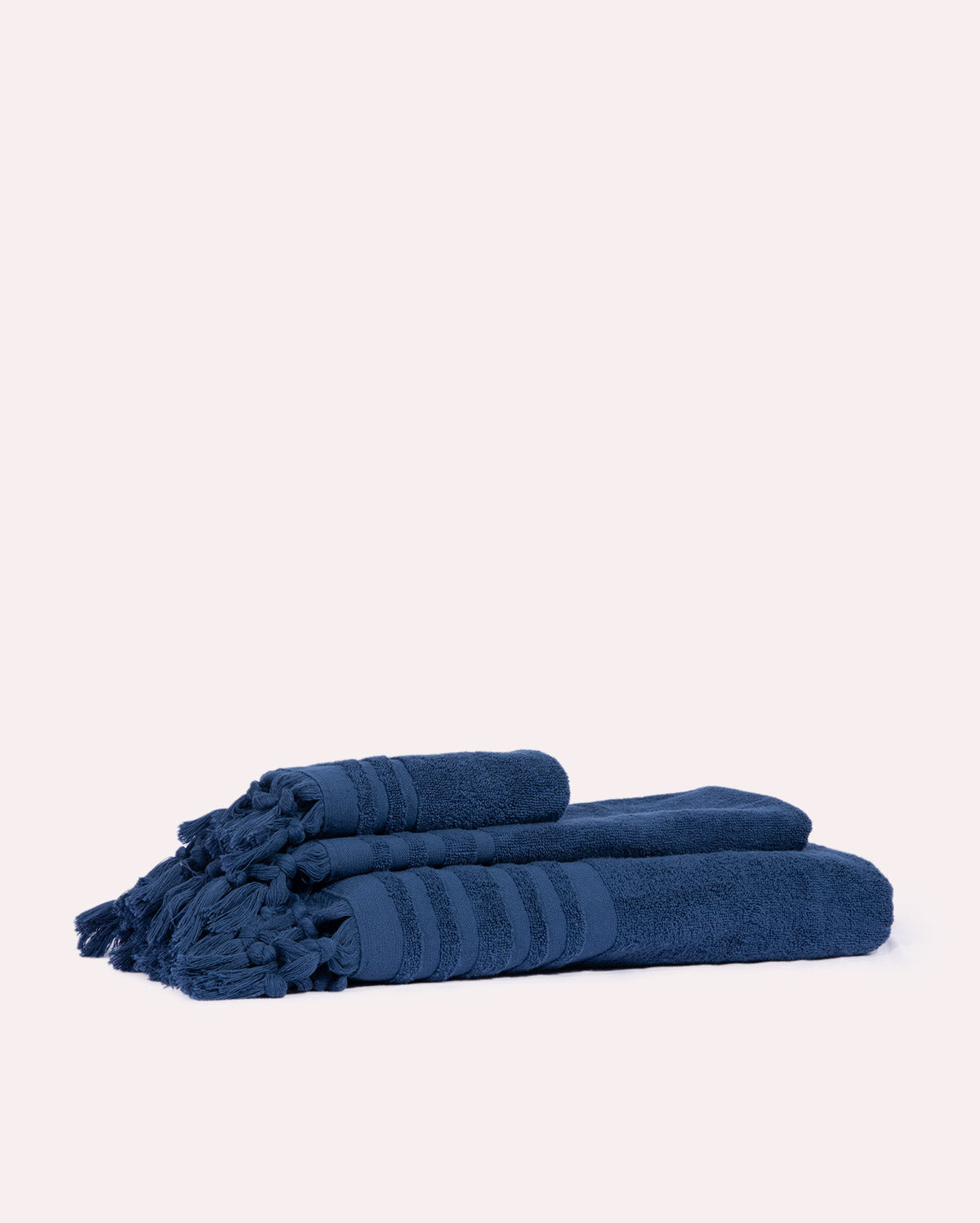 Ribbed Soft Cotton Towel Set - Blue (3 Towels)