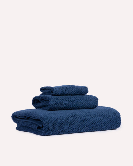Willow Cotton Towel Set - Navy Blue (3 Towels)