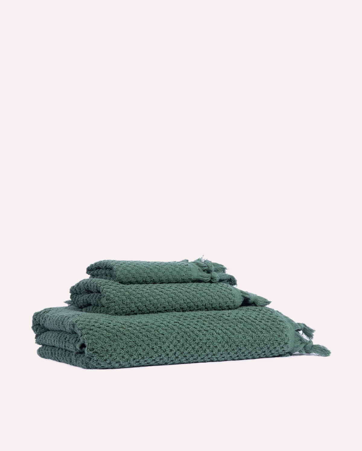Tassel Cotton Towel Set (3 Towels) - Pine Green