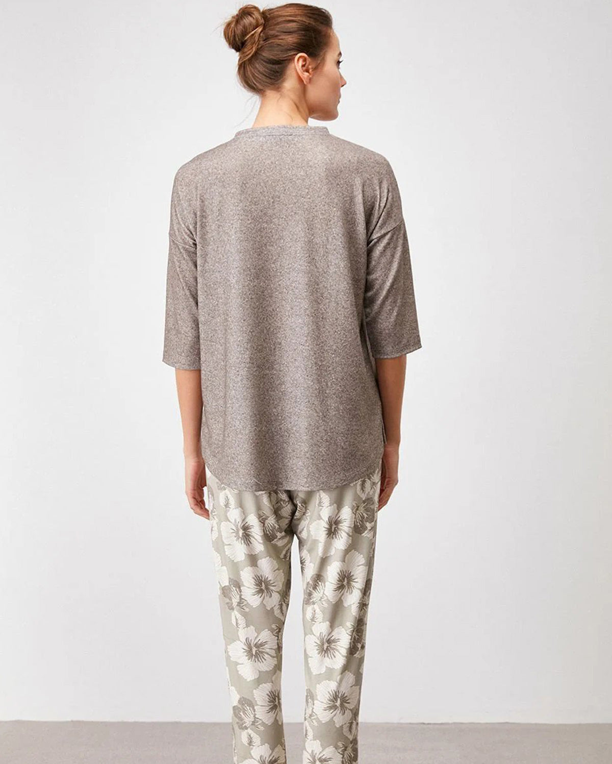 Soft Textured Pyjama Set - Grey & White