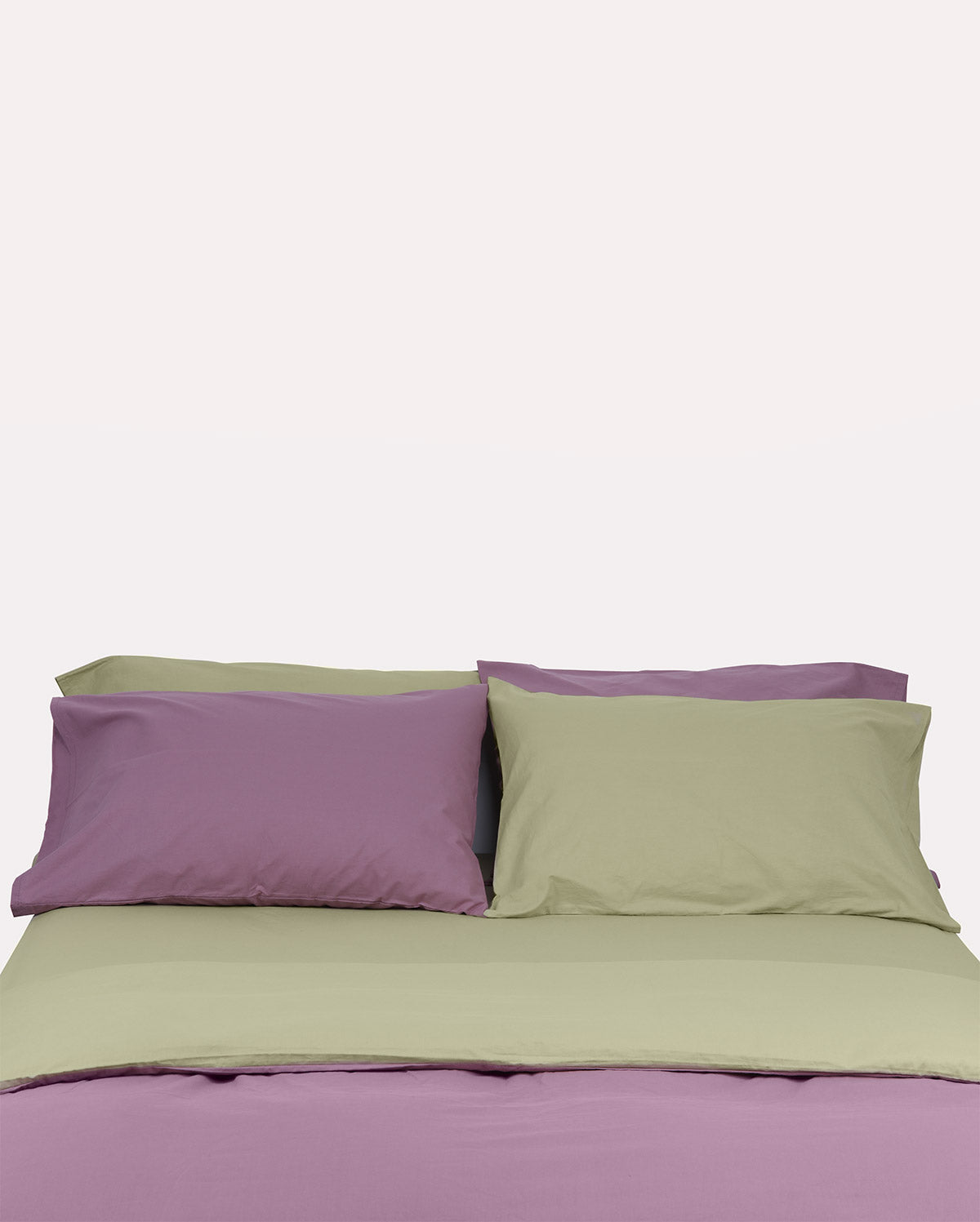 Reversible Percale Duvet Cover- Sage Green & Lilac