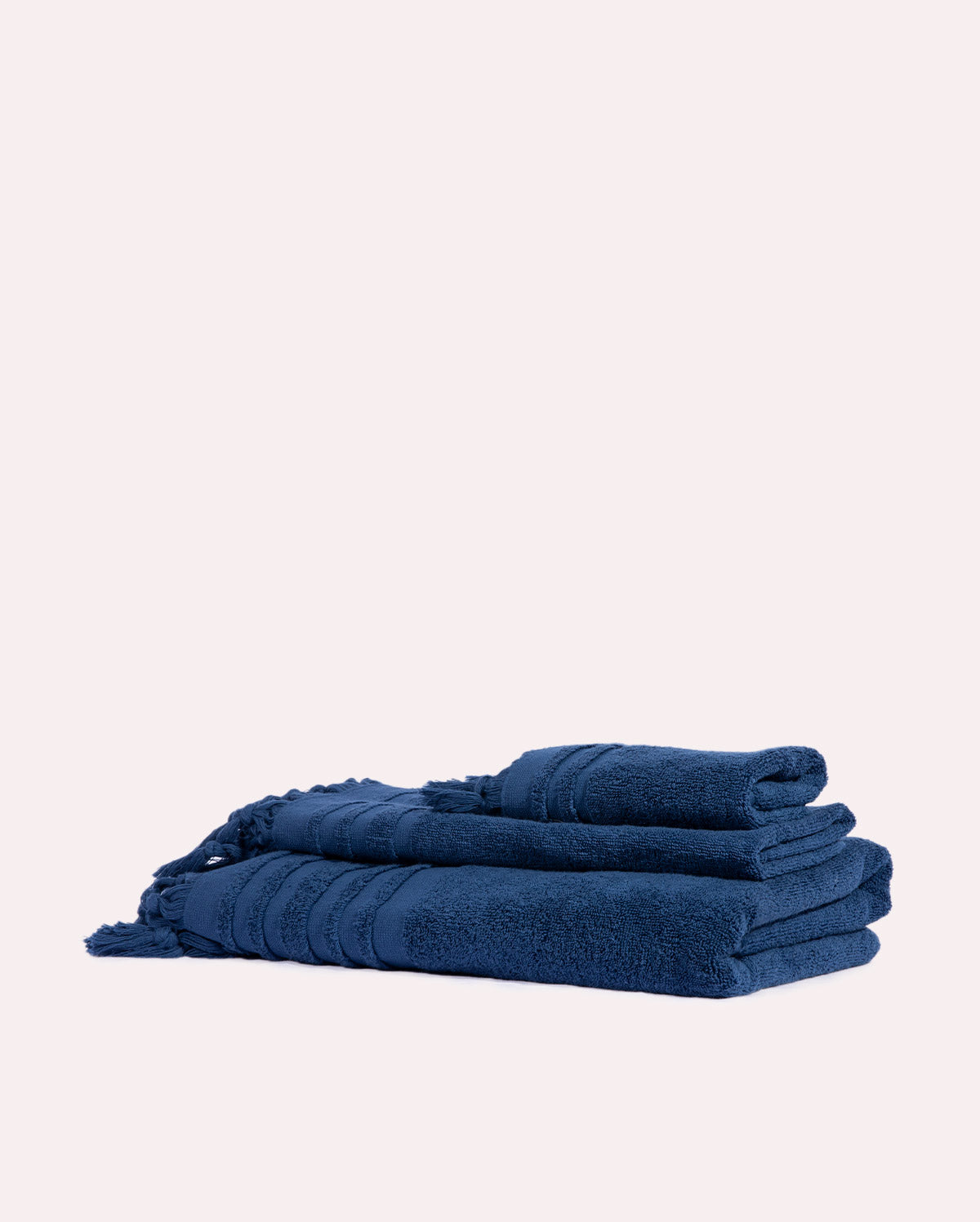 Ribbed Soft Cotton Towel Set - Blue (3 Towels)
