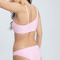 One Shoulder Padded Bikini Set - Pink