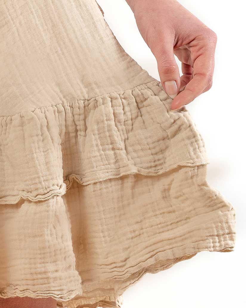 Faven Muslin Cotton Dress- Beige