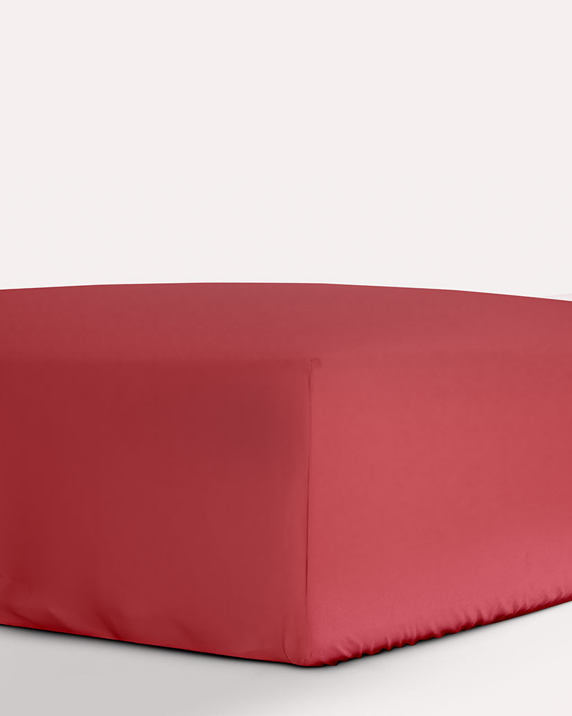 Classic Percale Fitted Sheet- Carmine