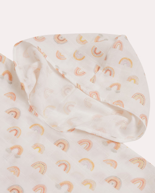 Rainbow Muslin Baby Poncho - White & Pastel Colours - Ocoza