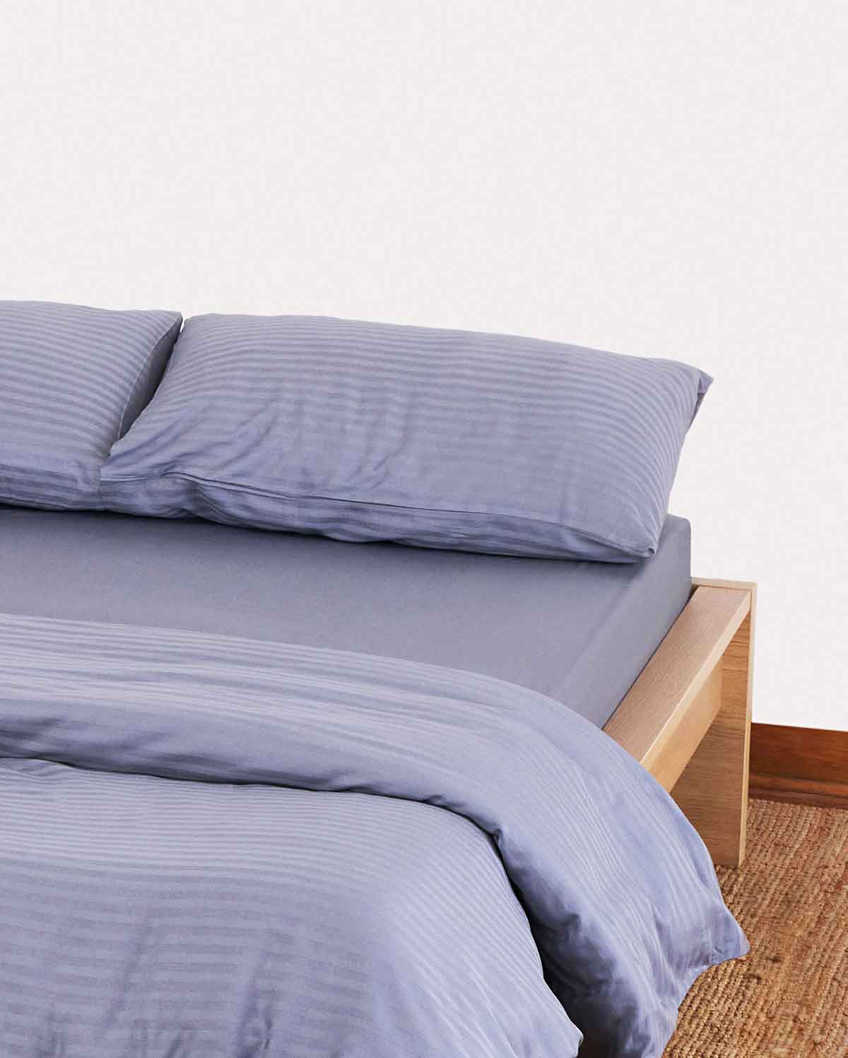 Sateen Stripe - Core Bedding Set - Dark Grey & Grey