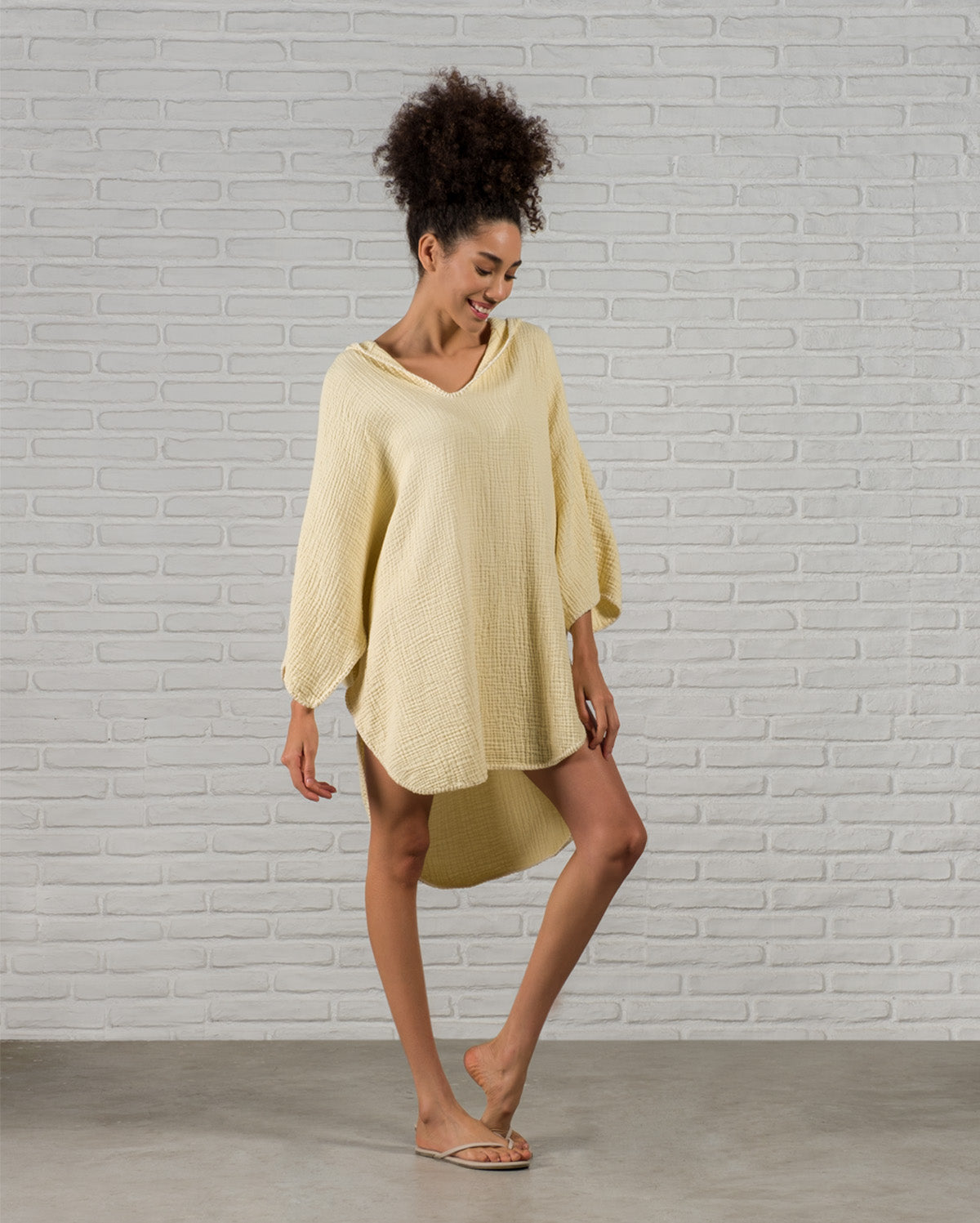 Cocoon Cotton Poncho-Yellow
