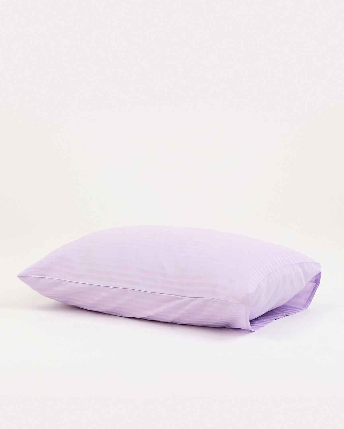 Sateen Stripe - Core Bedding Set - Lilac & White