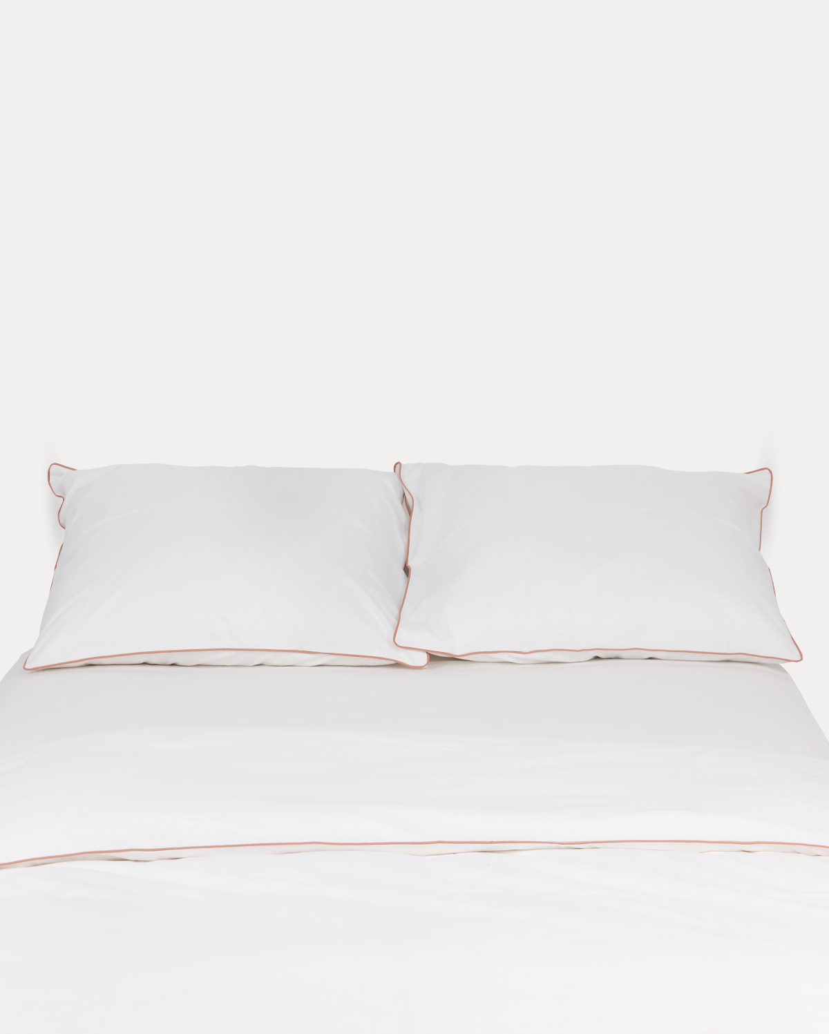 Classic Percale Duvet Cover- White with Peach Piped Edge