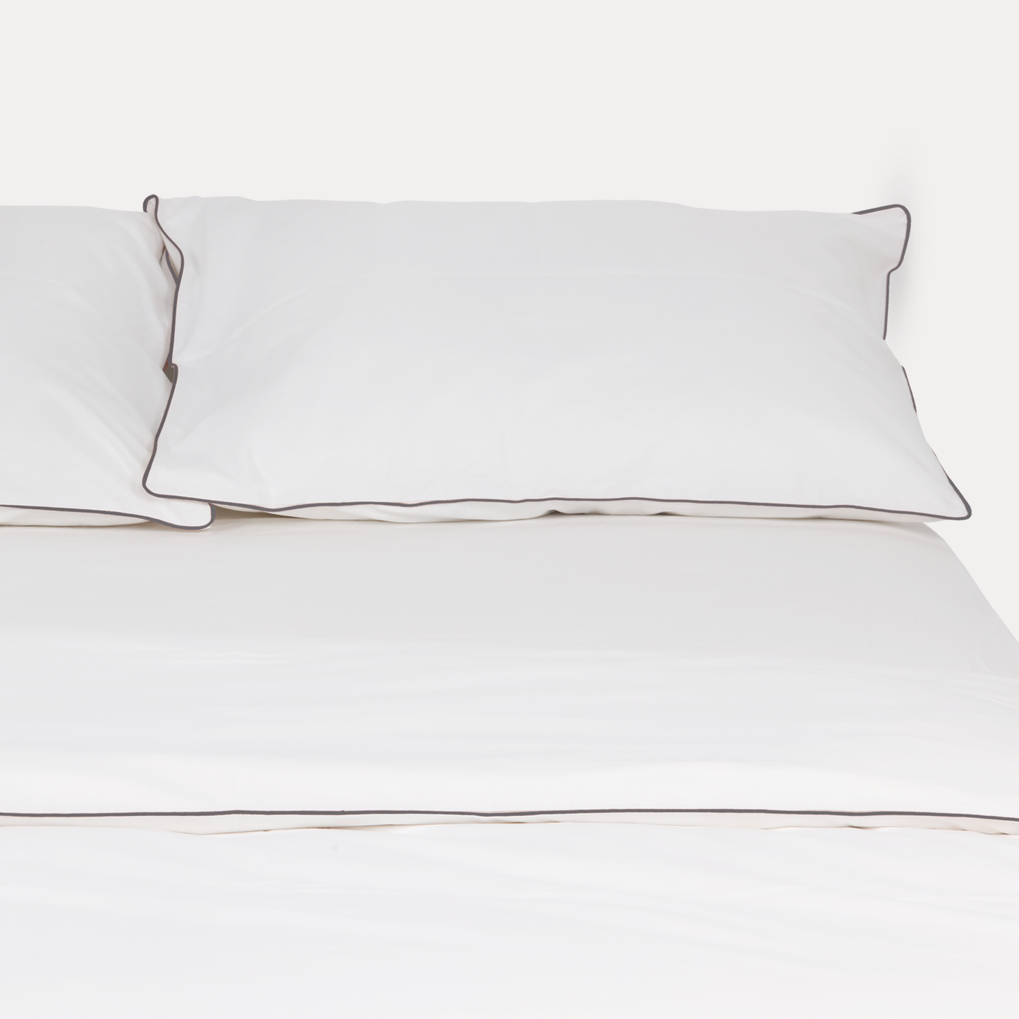 Classic Percale - Duvet Cover Set - White with Anthracite Piped Edge
