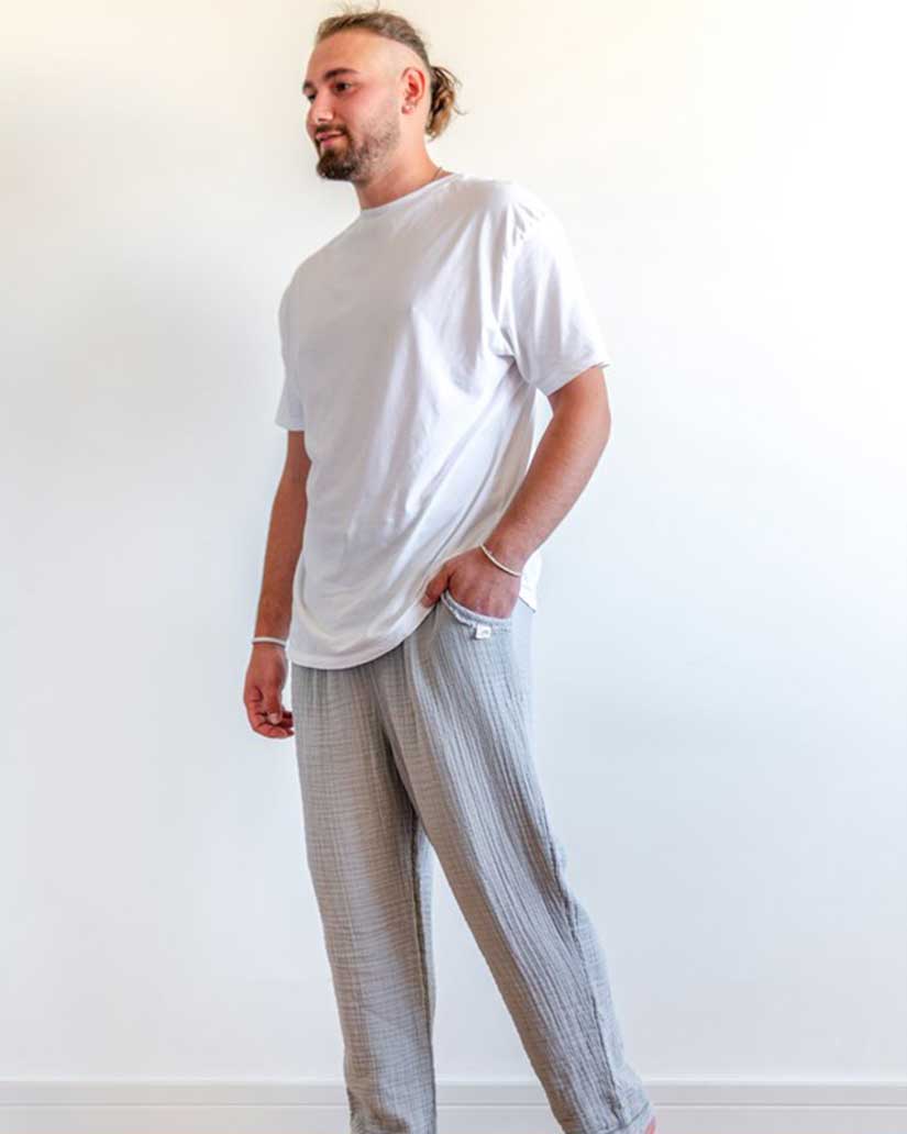 Lambert Muslin Cotton Trouser- Grey