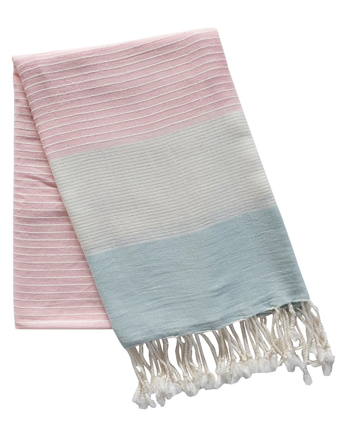 Lotus Cotton Peshtemal Towel - Pink & Mint