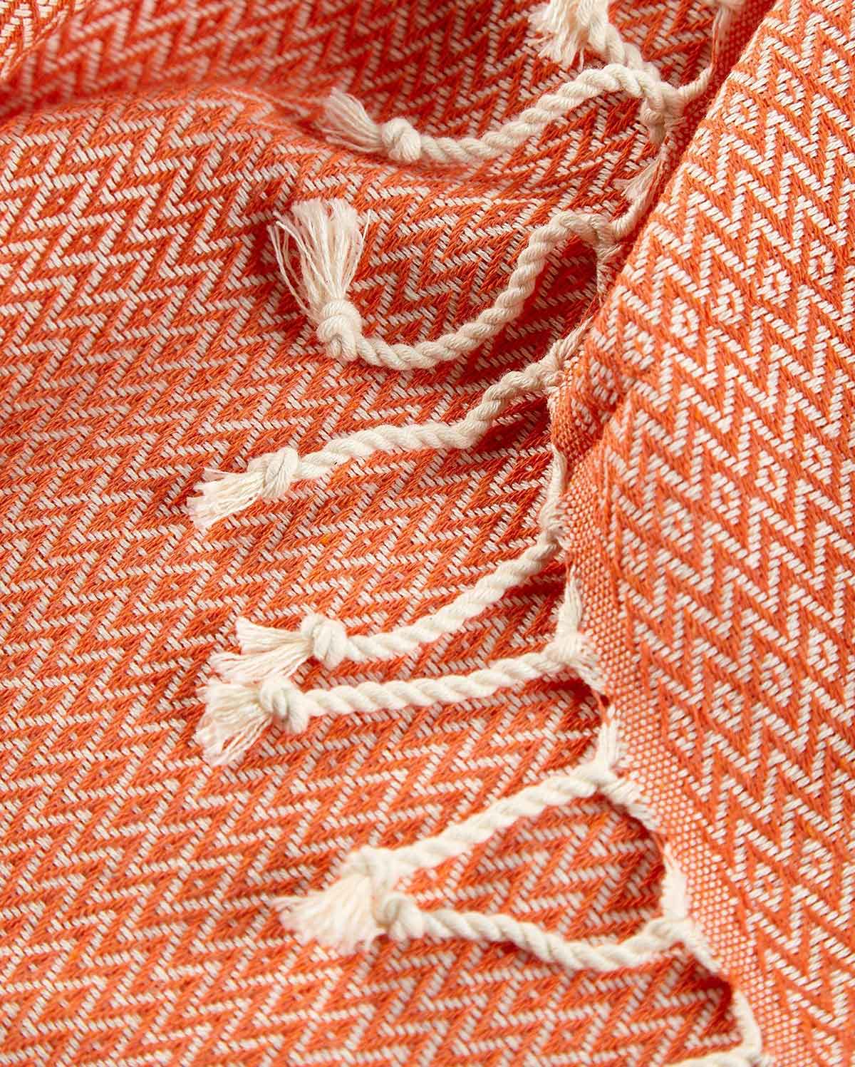 Cotton Peshtemal Towel-Orange & White