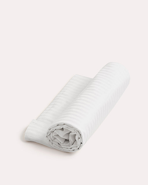 Sateen Stripe Flat Sheet - White - Ocoza