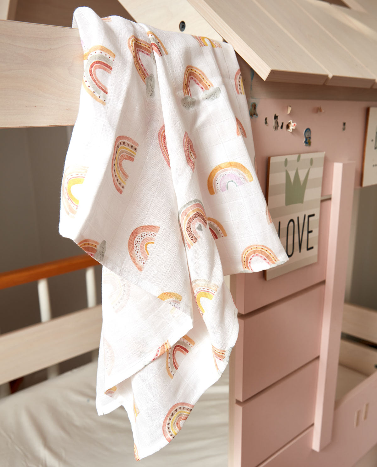 Rainbow Muslin Baby Cloth - White & Pastel Colours - Ocoza