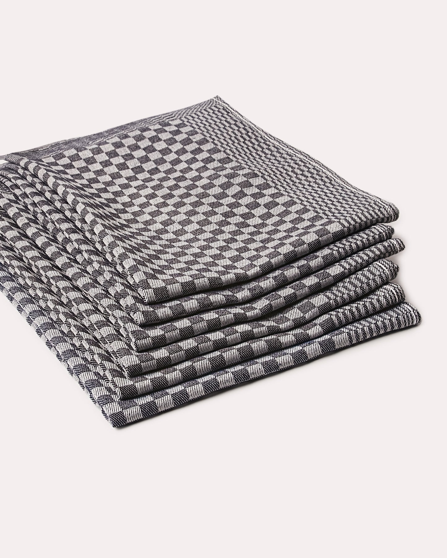 Gingham Cotton Tea Towel 6 pcs - Black - Ocoza