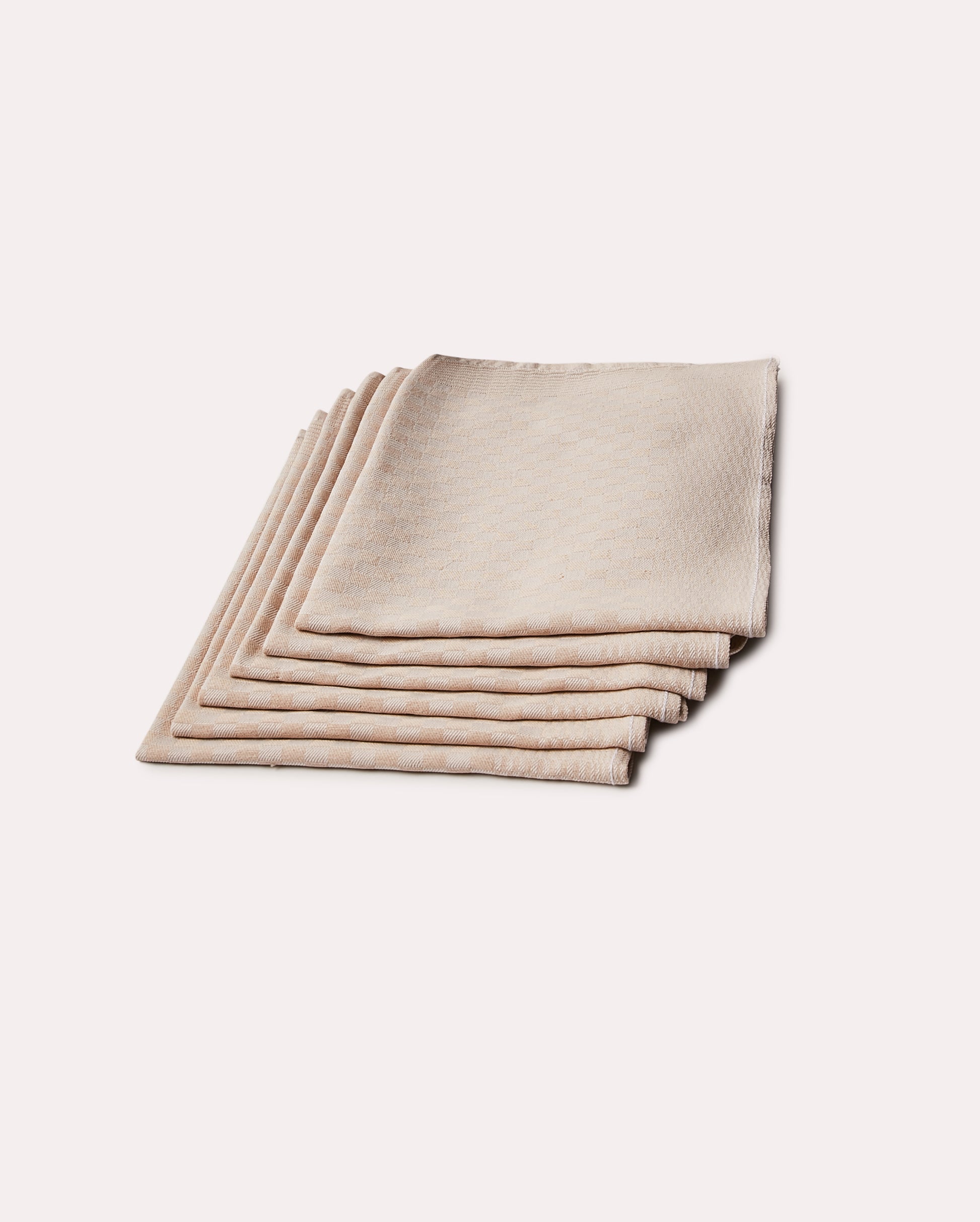 Gingham Cotton Tea Towel 6 pcs - Brown - Ocoza