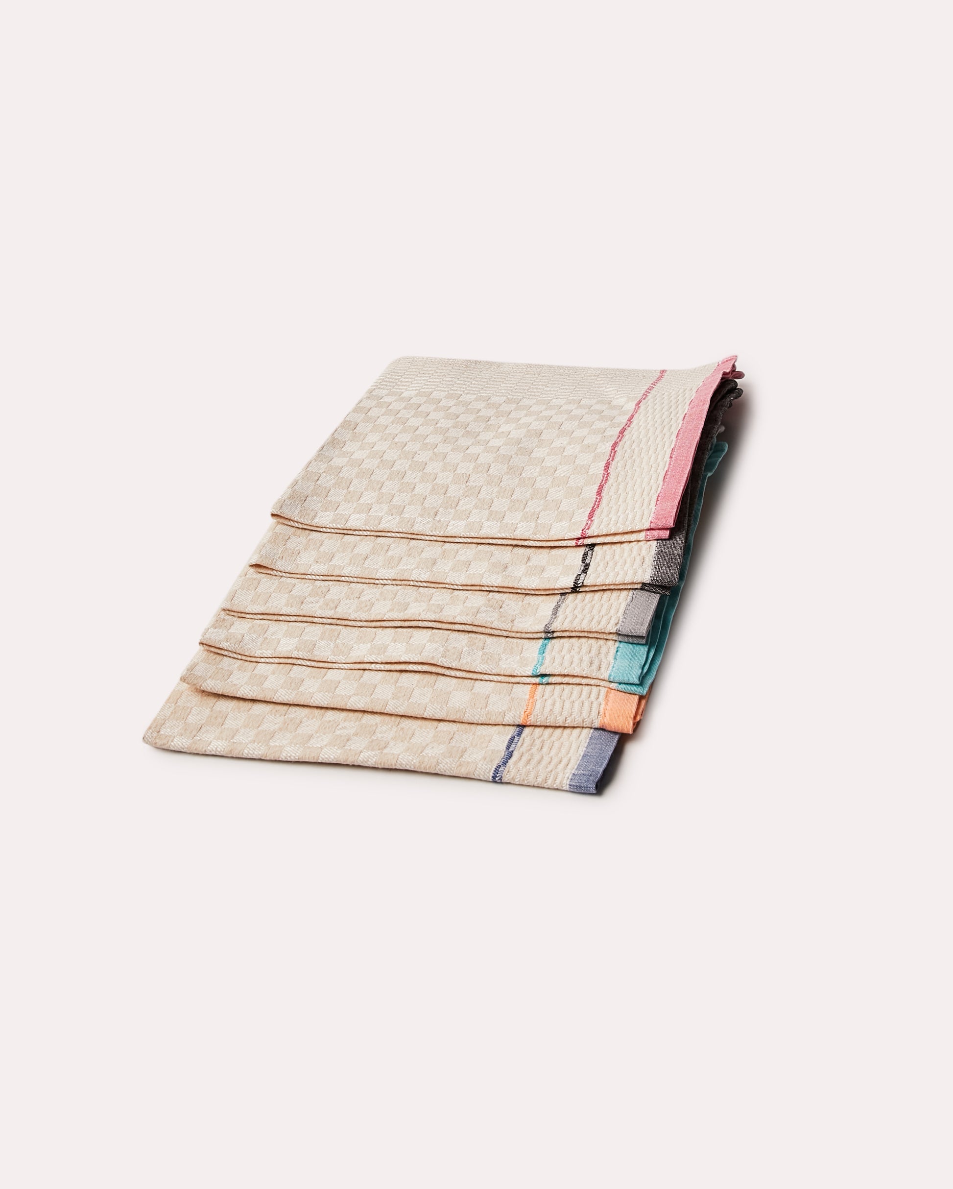 Gingham Cotton Tea Towel 6 pcs - Multicolour - Ocoza