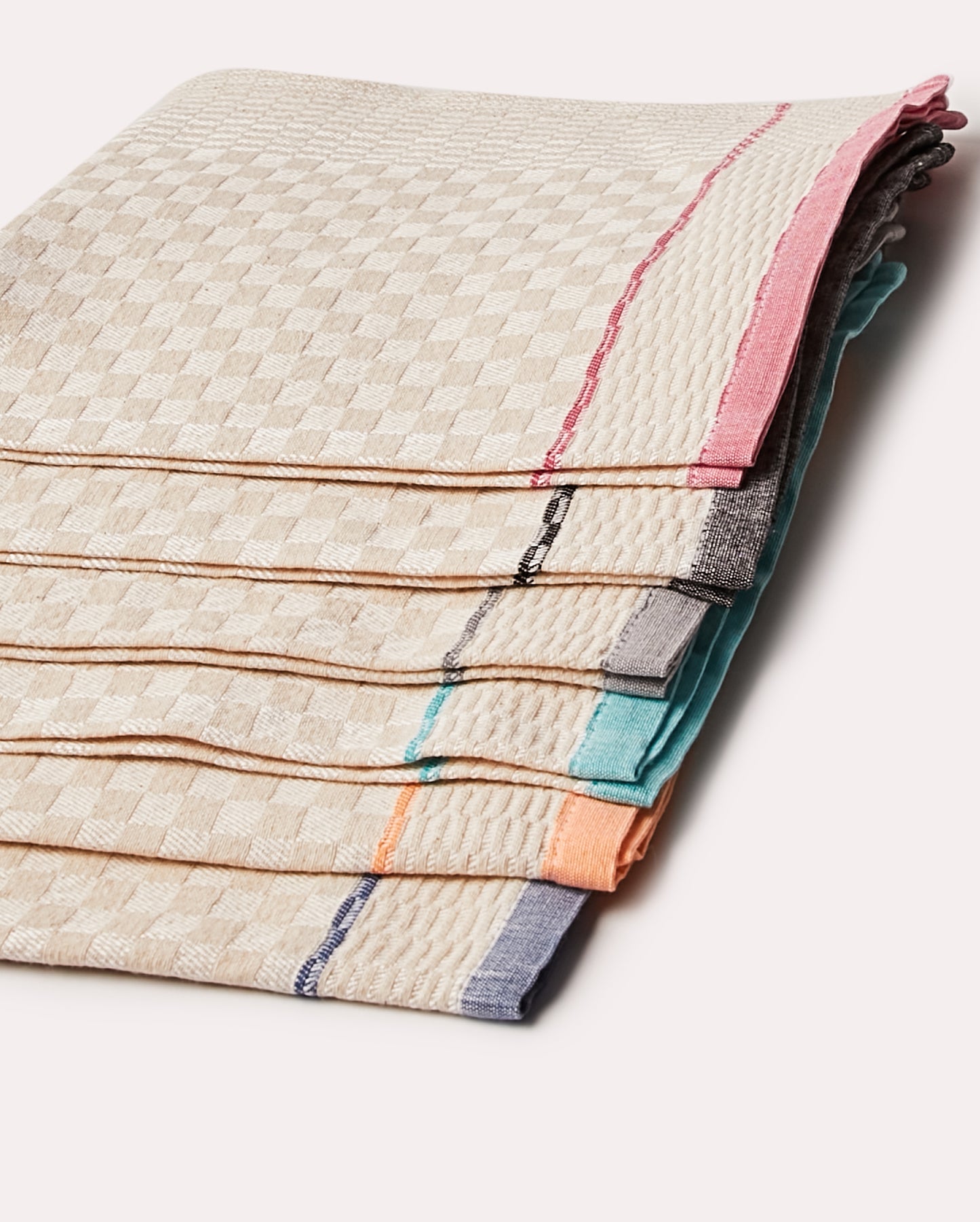 Gingham Cotton Tea Towel 6 pcs - Multicolour - Ocoza