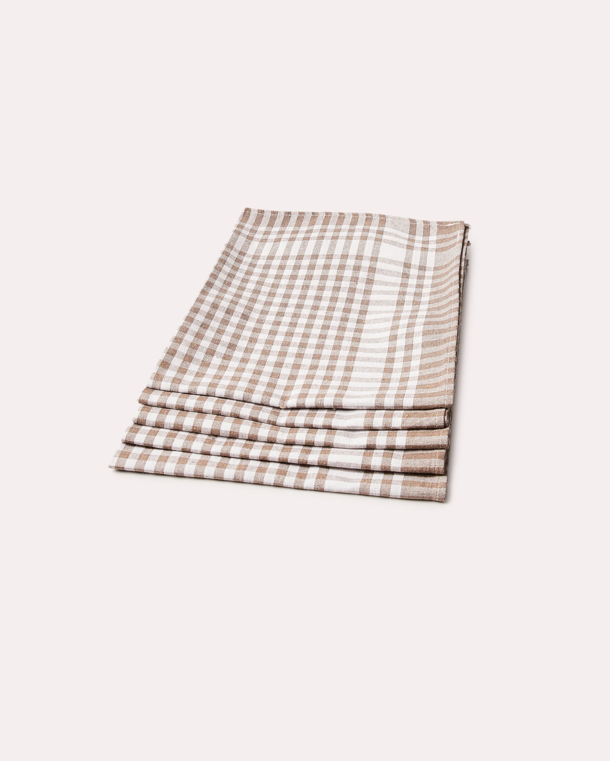 Checked Cotton Tea Towel 6 pcs - Brown - Ocoza