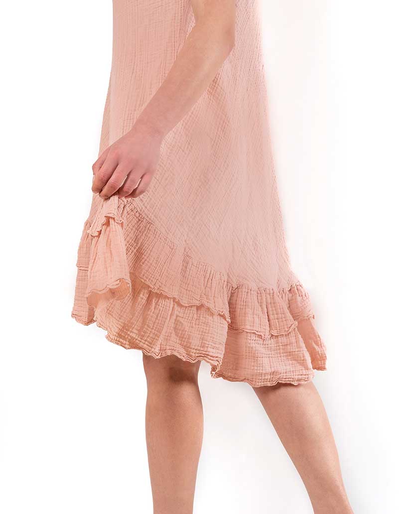 Faven Muslin Cotton Dress- Pink