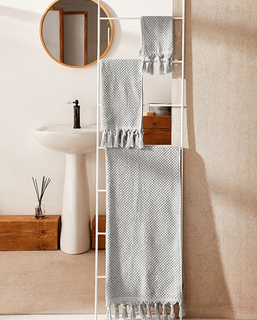 Tassel Cotton Towel Set 3pcs - Grey - Ocoza