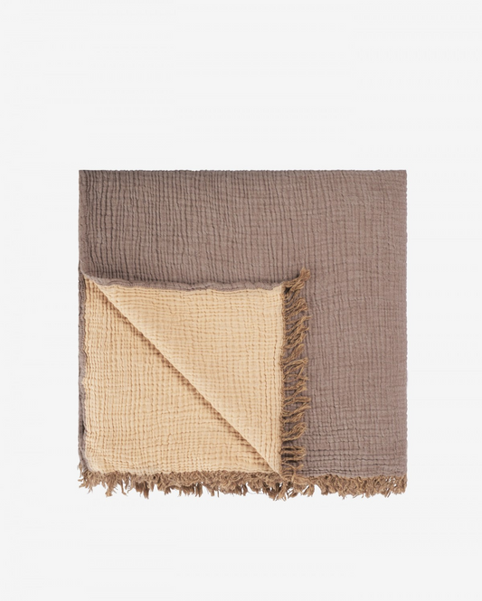 Cocoon Muslin Cotton Blanket- Bison & Oak Buff