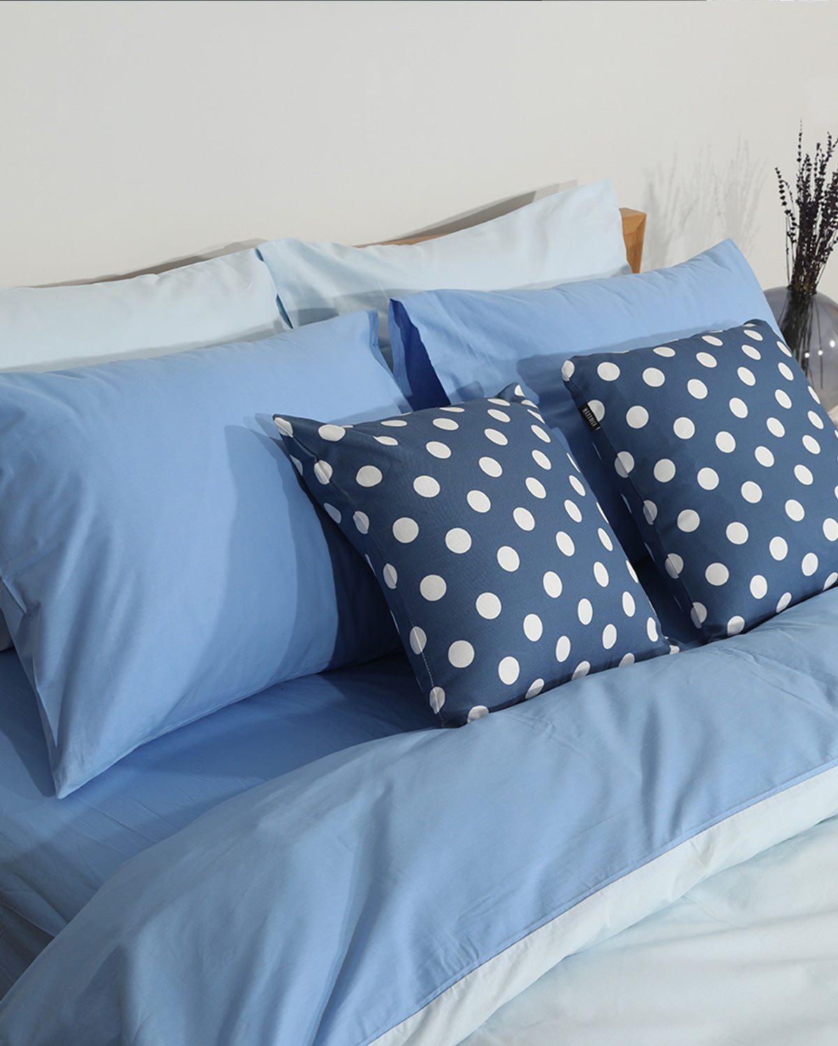 Reversible Percale Duvet Cover - Blue & Baby Blue