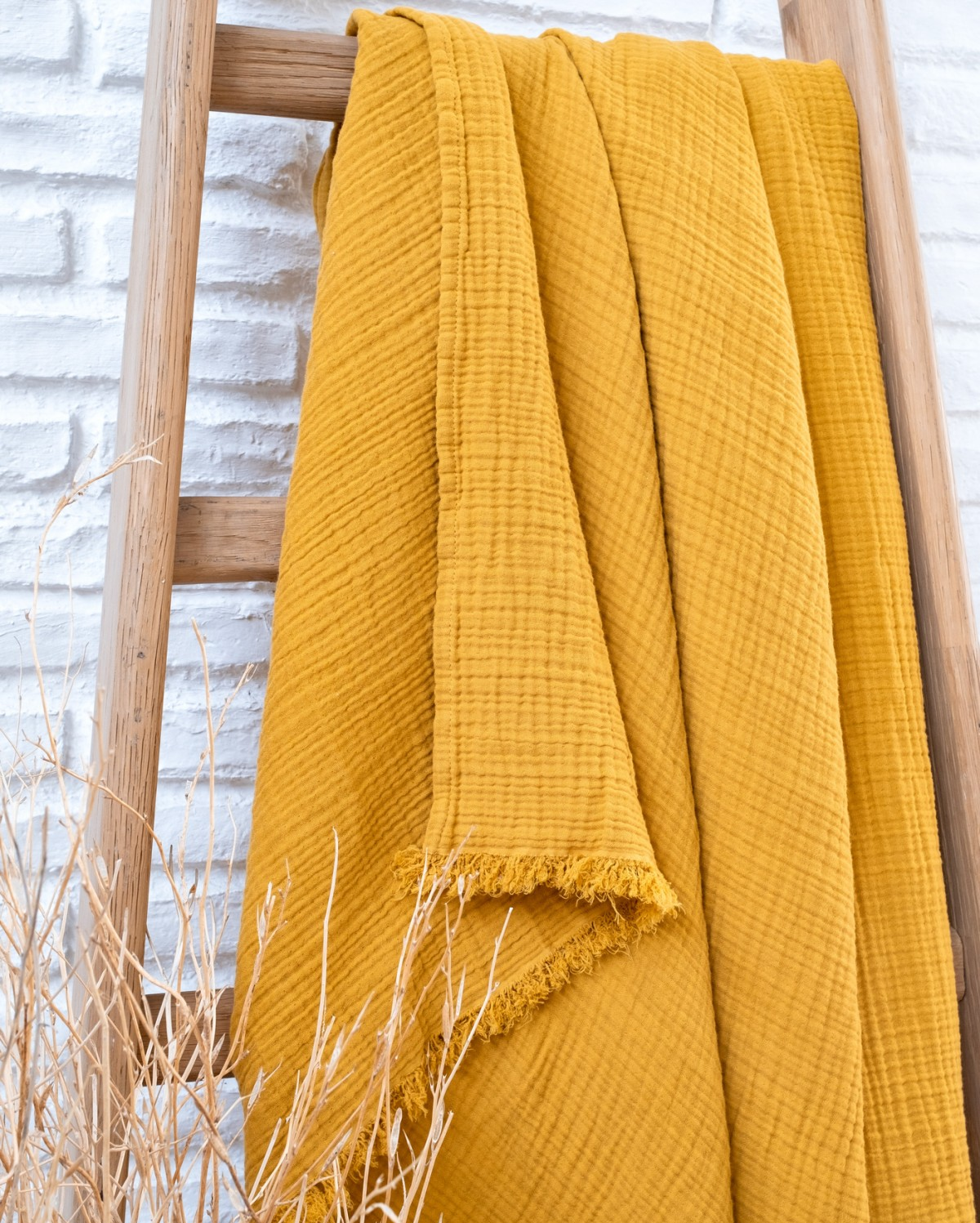 Cocoon Muslin Cotton Throw - Curry