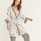 Flower Printed Pyjama Set with Dressing Gown - Ecru