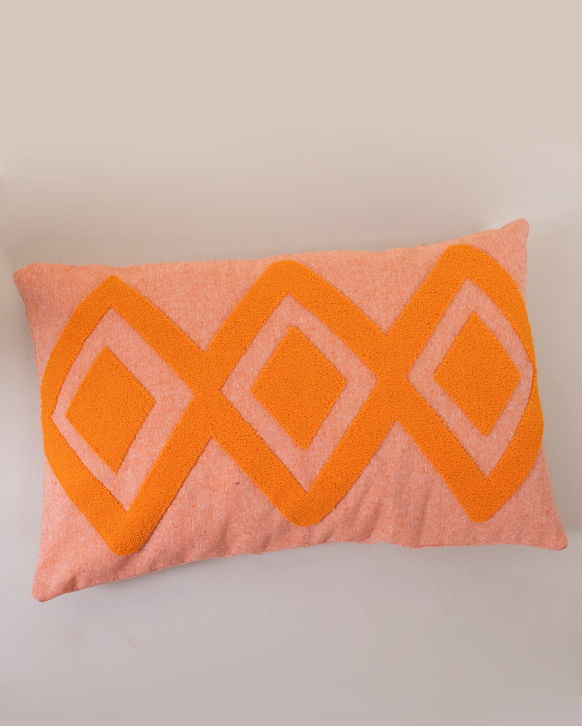 Embroidered Cushion Cover - Apricot & Beige