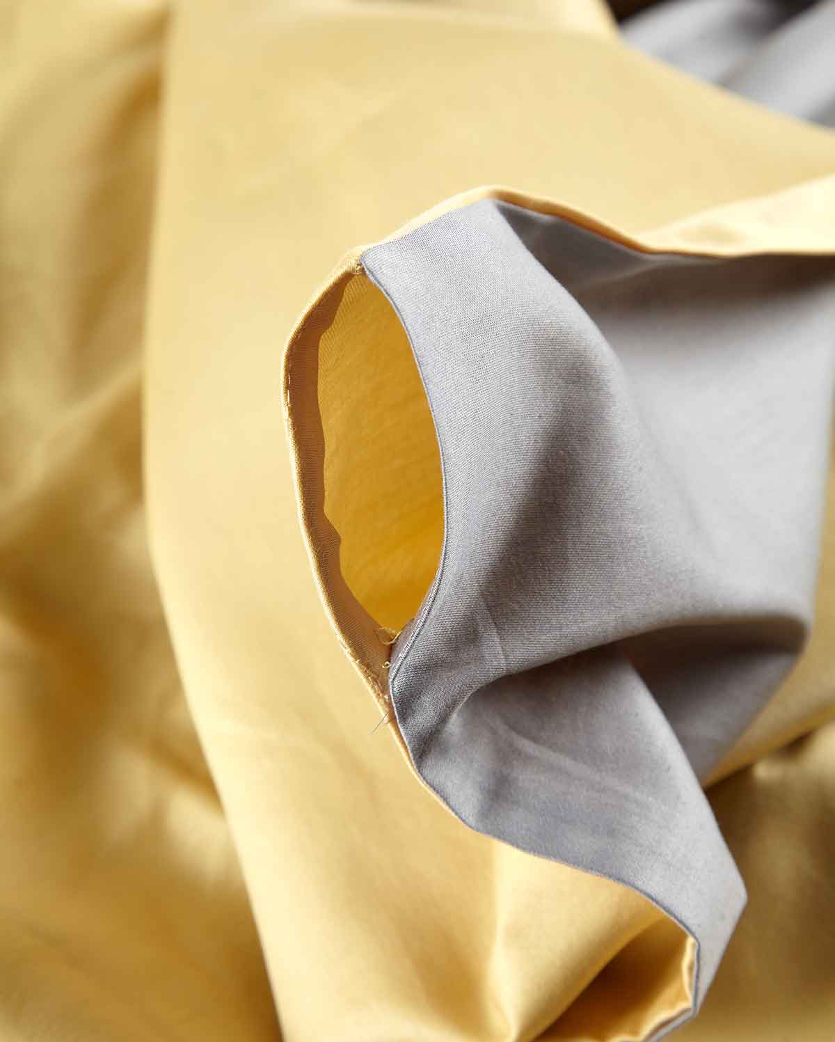 Reversible Percale Duvet Cover - Yellow & Dove Grey