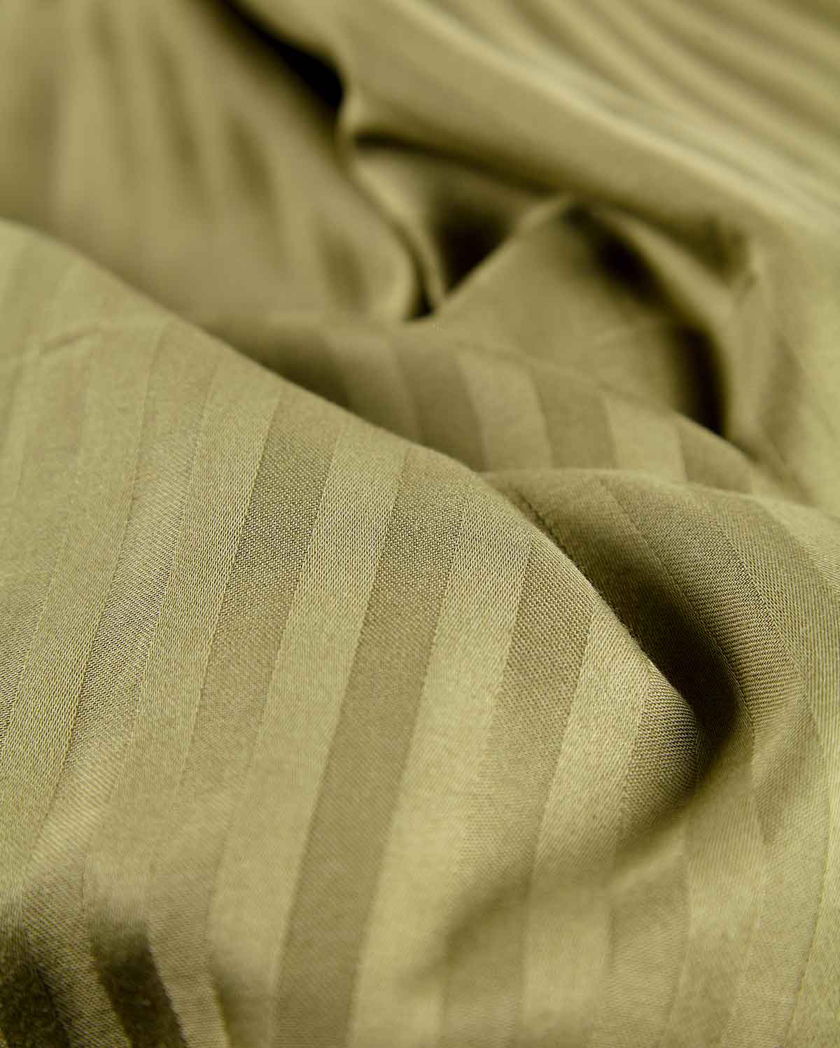 Sateen Stripe - Duvet Cover Set - Oil Green