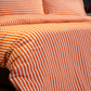 Linen Striped Duvet Cover Set - Orange