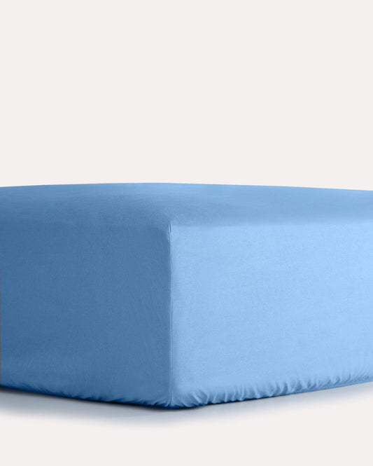 Classic Percale Fitted Sheet - Blue - Ocoza